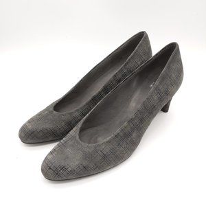 Stuart Weitzman Gray Heels with Black Texture Sz 9